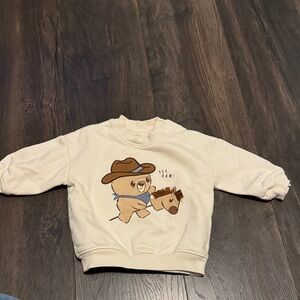 H&M Cream Sweatshirt with Cowboy Bear Graphic